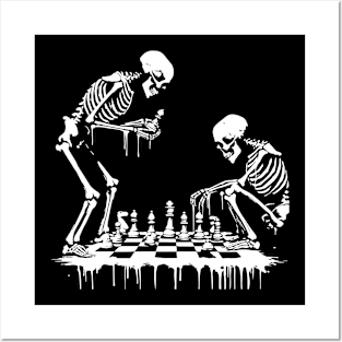 skeletons play chess Posters and Art